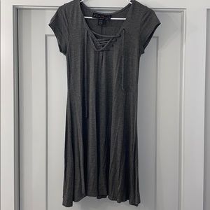 Polly & Esther Gray T-shirt Dress with Lace up
